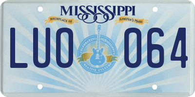 MS license plate LUO064
