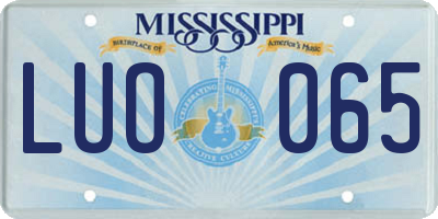MS license plate LUO065