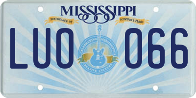 MS license plate LUO066