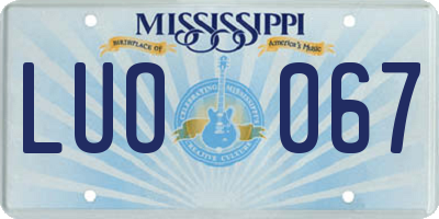 MS license plate LUO067