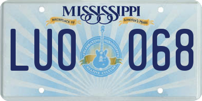 MS license plate LUO068