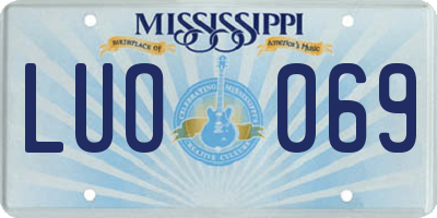 MS license plate LUO069