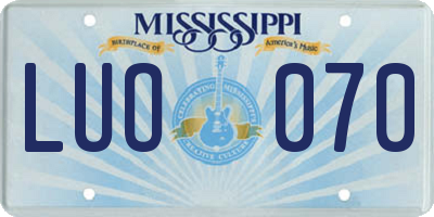 MS license plate LUO070