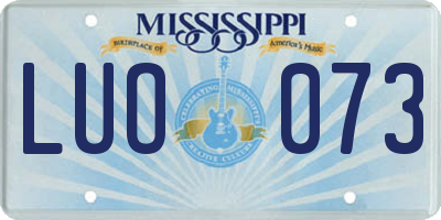 MS license plate LUO073