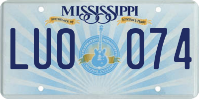 MS license plate LUO074