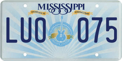 MS license plate LUO075