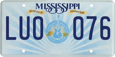 MS license plate LUO076