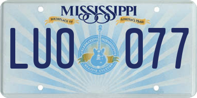 MS license plate LUO077
