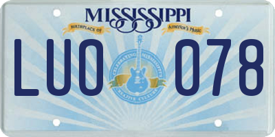 MS license plate LUO078