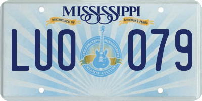 MS license plate LUO079