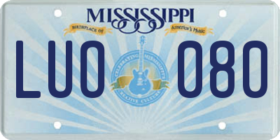 MS license plate LUO080