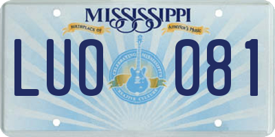 MS license plate LUO081