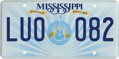 MS license plate LUO082