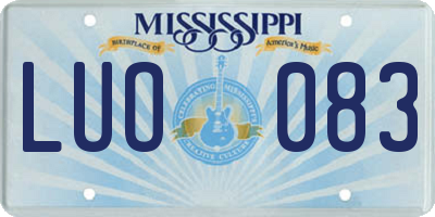 MS license plate LUO083
