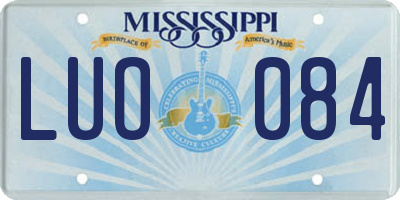 MS license plate LUO084