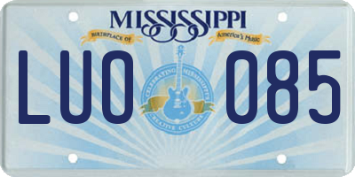 MS license plate LUO085