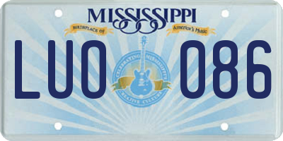 MS license plate LUO086