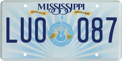 MS license plate LUO087
