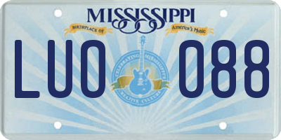 MS license plate LUO088