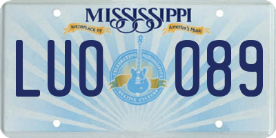 MS license plate LUO089