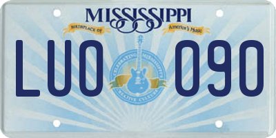MS license plate LUO090