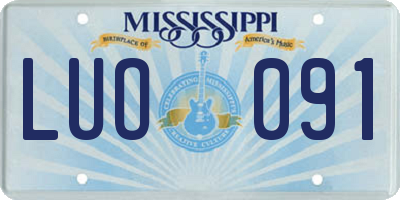 MS license plate LUO091