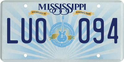 MS license plate LUO094