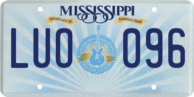 MS license plate LUO096
