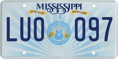 MS license plate LUO097