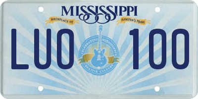 MS license plate LUO100