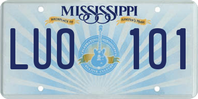 MS license plate LUO101