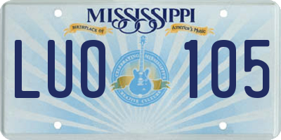 MS license plate LUO105