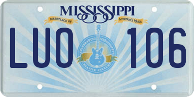 MS license plate LUO106