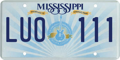 MS license plate LUO111