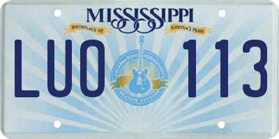 MS license plate LUO113