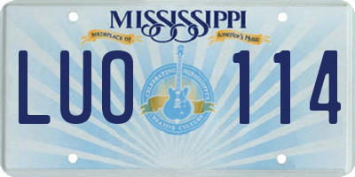 MS license plate LUO114
