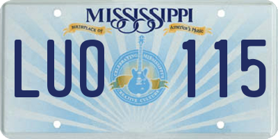 MS license plate LUO115