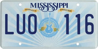 MS license plate LUO116