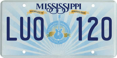 MS license plate LUO120