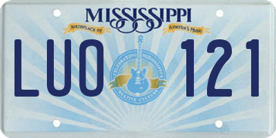 MS license plate LUO121