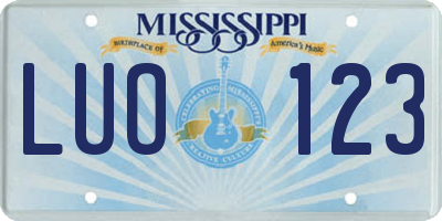 MS license plate LUO123