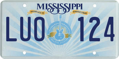 MS license plate LUO124