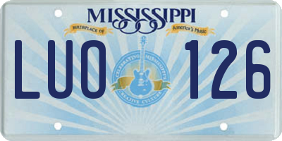 MS license plate LUO126