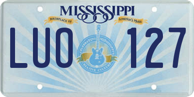 MS license plate LUO127