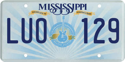 MS license plate LUO129