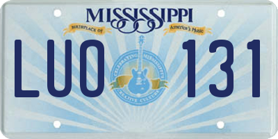 MS license plate LUO131
