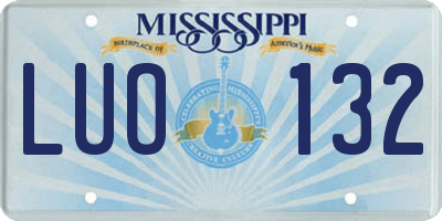 MS license plate LUO132