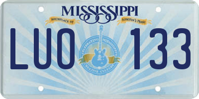 MS license plate LUO133