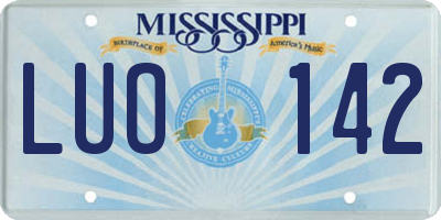 MS license plate LUO142
