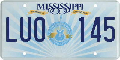 MS license plate LUO145